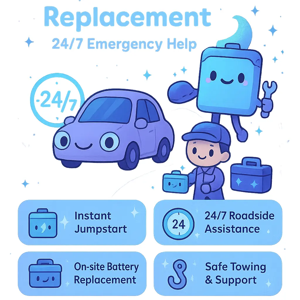24 hour car battery service - Replacement