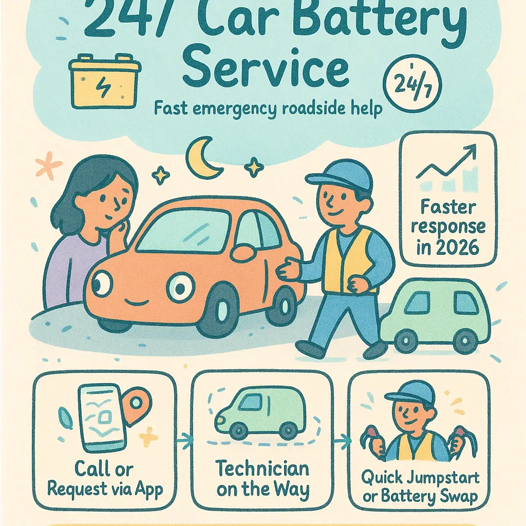 24 hour car battery service - Emergency